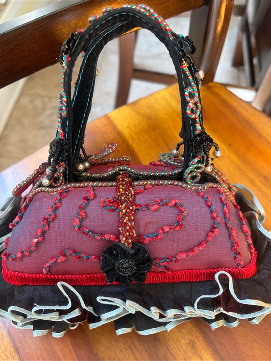 Mary Frances Handbags - Mary Frances Embellished Red & Black Women's Handbag